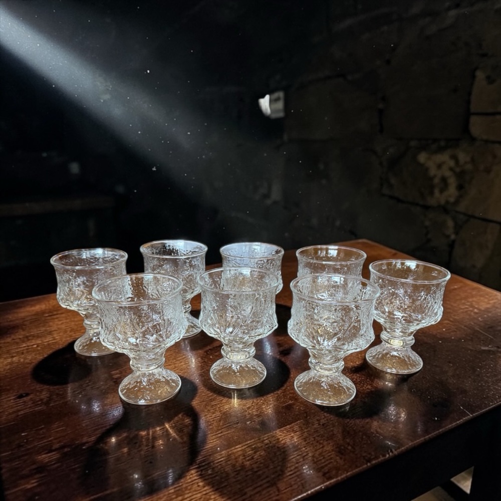 Anchor Hocking Rainflower Vintage Clear Glass Champagne Sherbet Cups Set of 8 - Picture 7 of 7
